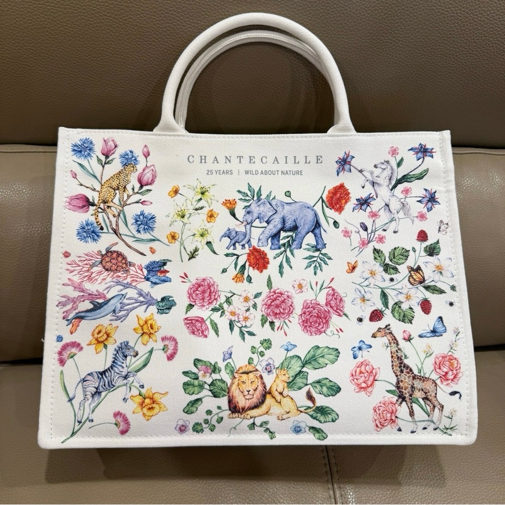 Exclusive VIP Gift Chantecaille Floral Print Animal Kingdom Canvas Tote Bag